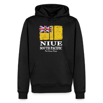 Flag of Niue - Niue flag - shabby look - vintage - Men’s Premium Organic Hoodie - black - Front - Nico (187cm)