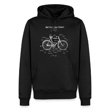 Roue vintage rétro drôle de bicyclette anatomie - Sweat à capuche Premium bio Homme - noir - Devant - Nico (187cm)