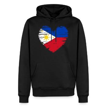 Manteau drapeau drapeau Philippines coeur - Sweat à capuche Premium bio Homme - noir - Devant - Nico (187cm)