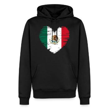 Mexiko Herz Flagge Fahne Wappen - Männer Premium Bio Hoodie - Schwarz - Vorne - Nico (187cm)