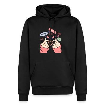Kpop Finger Herz | Geschenk für K-Pop Mädchen - Männer Premium Bio Hoodie - Schwarz - Vorne - Nico (187cm)
