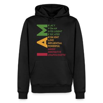 Ich bin eine farbige Frau, intelligent, gebildet - Männer Premium Bio Hoodie - Schwarz - Vorne - Nico (187cm)
