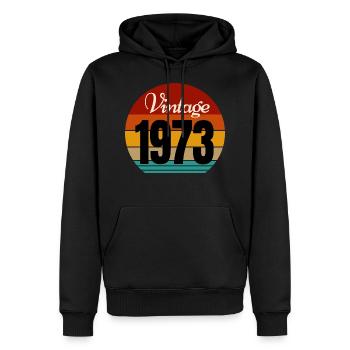 Jahrgang 1973 - Männer Premium Bio Hoodie - Schwarz - Vorne - Nico (187cm)