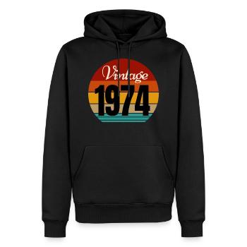 Jahrgang 1974 - Männer Premium Bio Hoodie - Schwarz - Vorne - Nico (187cm)