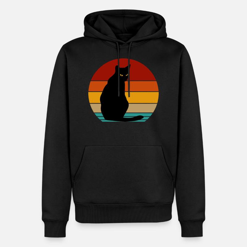 chat rétro - Sweat à capuche Premium bio Homme - noir