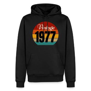 Jahrgang 1977 - Männer Premium Bio Hoodie - Schwarz - Vorne - Nico (187cm)
