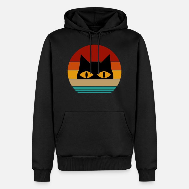 chat rétro - Sweat à capuche Premium bio Homme - noir