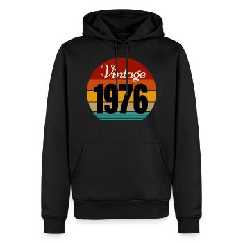 Jahrgang 1976 - Männer Premium Bio Hoodie - Schwarz - Vorne - Nico (187cm)