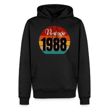 Jahrgang 1988 - Männer Premium Bio Hoodie - Schwarz - Vorne - Nico (187cm)