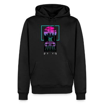 Synthwave Design pour Couples Amour - Sweat à capuche Premium bio Homme - noir - Devant - Nico (187cm)