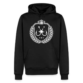 hameçon symbole armoiries pêche - Sweat à capuche Premium bio Homme - noir - Devant - Nico (187cm)