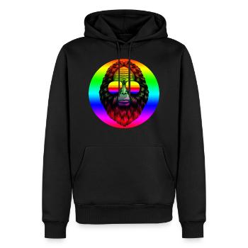 Grand singe avec lunettes gay pride - Sweat à capuche Premium bio Homme - noir - Devant - Nico (187cm)