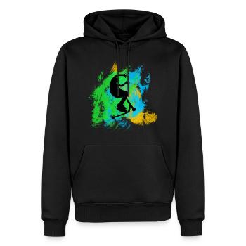 Freestyle-Roller - Männer Premium Bio Hoodie - Schwarz - Vorne - Nico (187cm)