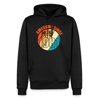 Mai 1981 40 anniversaire - Sweat à capuche Premium bio Homme - noir - Devant - Nico (187cm)