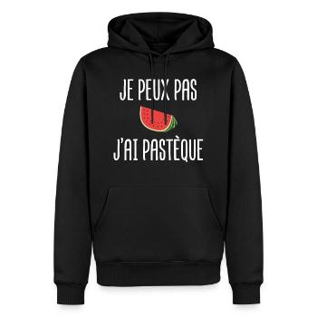 pastèque fruit exotique tropical sympa - Sweat à capuche Premium bio Homme - noir - Devant - Nico (187cm)