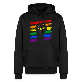 Arc-en-ciel drapeau LGBT Poing - Sweat à capuche Premium bio Homme - noir - Devant - Nico (187cm)