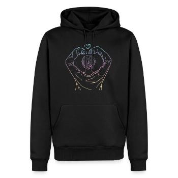 Coeur kpop koreapop KPOP idée cadeau - Sweat à capuche Premium bio Homme - noir - Devant - Nico (187cm)