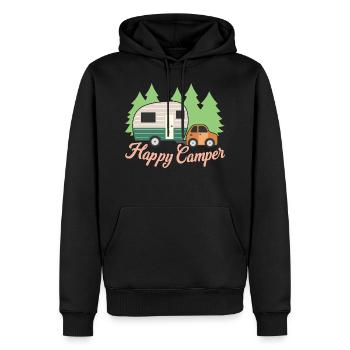 Happy Camper, Amateur de randonnée et de camping, Cadeau de camping-car - Sweat à capuche Premium bio Homme - noir - Devant - Nico (187cm)