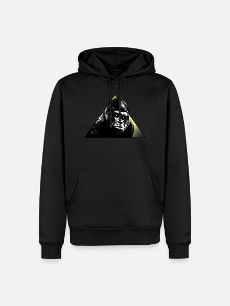 GORILLA im Dreieck // Gold Ink Tattoo Style Design - Herre Premium økologisk hoodie - sort