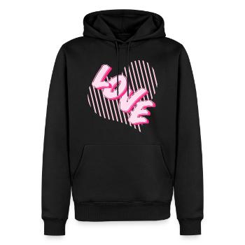 Police en forme de cœur rose néon Love - Sweat à capuche Premium bio Homme - noir - Devant - Nico (187cm)