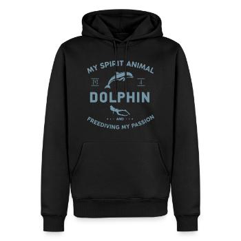 Mon animal spirituel est un dauphin - Sweat à capuche Premium bio Homme - noir - Devant - Nico (187cm)