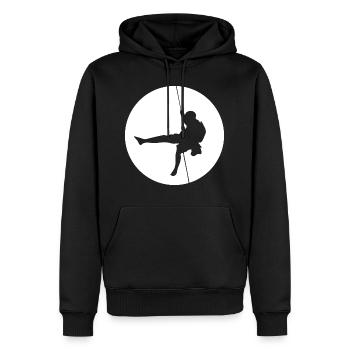 Mond - Klettern - (2) - Männer Premium Bio Hoodie - Schwarz - Vorne - Nico (187cm)