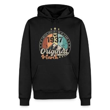Cadeau D'anniversaire Nées En Mars 1937 Retro 1937 - Sweat à capuche Premium bio Homme - noir - Devant - Nico (187cm)