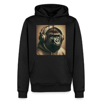 Gorille avec casque à capuche - Sweat à capuche Premium bio Homme - noir - Devant - Nico (187cm)