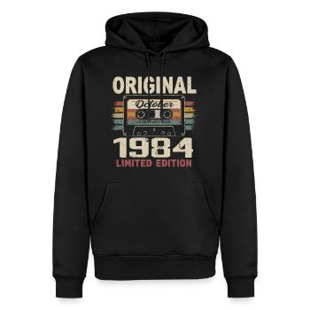 Born in October 1984 | Vintage Gift October 1984 - Men’s Premium Organic Hoodie - black - Front - Nico (187cm)