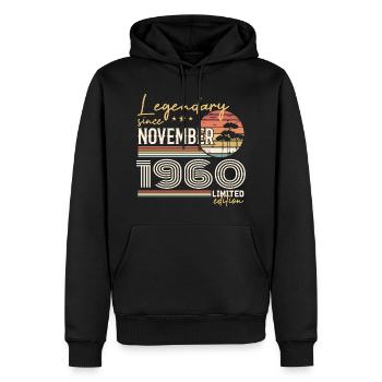 Vintage November 1960 Retro November 1960 - Men’s Premium Organic Hoodie - black - Front - Nico (187cm)