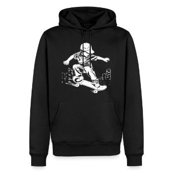 Kleiner Skater - Männer Premium Bio Hoodie - Schwarz - Vorne - Nico (187cm)