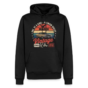 Geburtstag März 1985 Jahr Limitierte Ausgabe 1985 - Männer Premium Bio Hoodie - Schwarz - Vorne - Nico (187cm)
