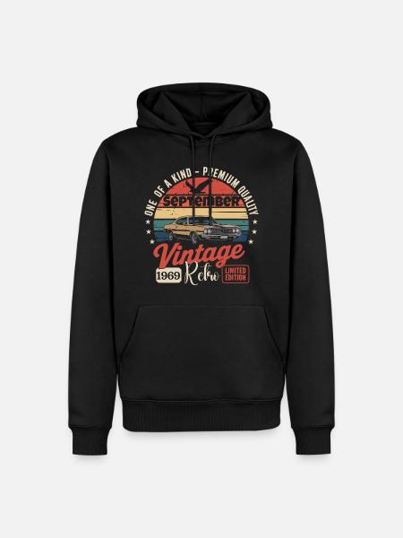 Jubiläum, September 1969 Oldtimer - Männer Premium Bio Hoodie - Schwarz