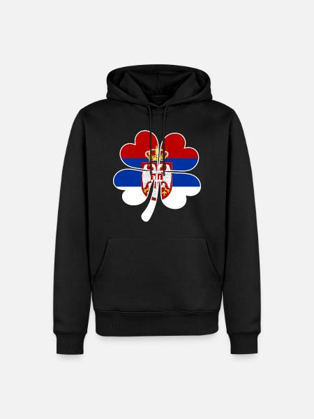 Serbien Flagge Vierblättriges Kleeblatt - Männer Premium Bio Hoodie - Schwarz