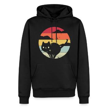 Lustige Katze im Retro-Stil - Männer Premium Bio Hoodie - Schwarz - Vorne - Nico (187cm)