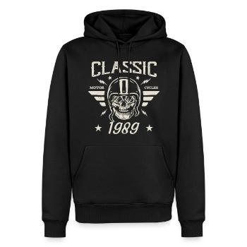 Vintage Classic Birthday Gift Born in 1989 - Men’s Premium Organic Hoodie - black - Front - Nico (187cm)