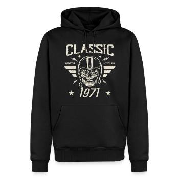 Cadeau D’anniversaire Classique Vintage Né en 1971 - Sweat à capuche Premium bio Homme - noir - Devant - Nico (187cm)