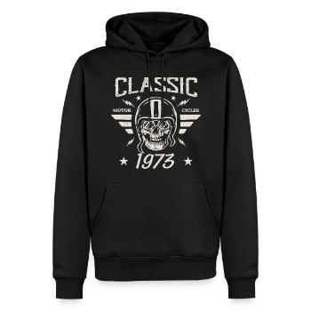 Klassisches Vintage-Geburtstagsgeschenk aus dem Jahr 1973 - Männer Premium Bio Hoodie - Schwarz - Vorne - Nico (187cm)