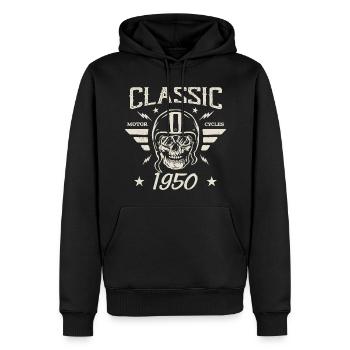 Vintage Classic Birthday Gift Born in 1950 - Men’s Premium Organic Hoodie - black - Front - Nico (187cm)
