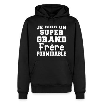 Je Suis Un Grand Frère Formidable - Cadeau - Sweat à capuche Premium bio Homme - noir - Devant - Nico (187cm)