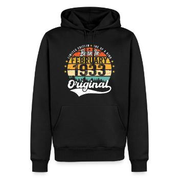 Geboren im Februar 1933 - Geburtstagsgeschenk - Männer Premium Bio Hoodie - Schwarz - Vorne - Nico (187cm)
