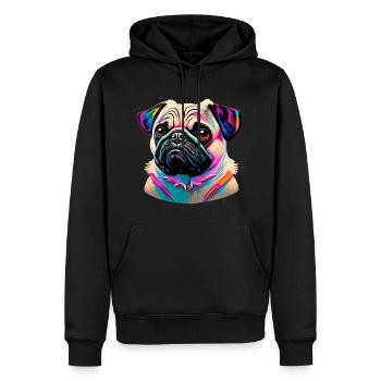 Mops Kopf Pug Graffiti - Männer Premium Bio Hoodie - Schwarz - Vorne - Nico (187cm)
