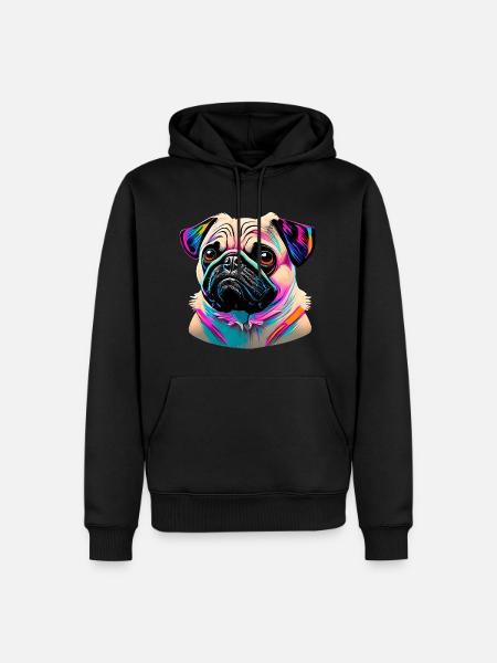 Mops Kopf Pug Graffiti - Männer Premium Bio Hoodie - Schwarz
