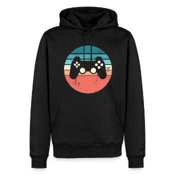 Sunset du contrôleur de jeu de console en détresse - Sweat à capuche Premium bio Homme - noir - Devant - Nico (187cm)