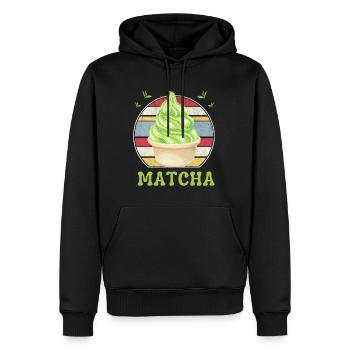 SUMMER MATCHA ICE CREAM - Sweat à capuche Premium bio Homme - noir - Devant - Nico (187cm)