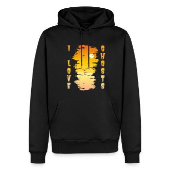 I LOVE GHOSTS SUMMER STYLE FUNNY HALLOWEEN - Sweat à capuche Premium bio Homme - noir - Devant - Nico (187cm)