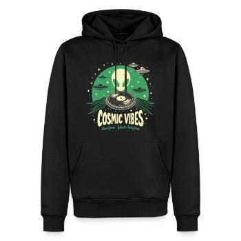 Cosmic Vibes - Männer Premium Bio Hoodie - Schwarz - Vorne - Nico (187cm)