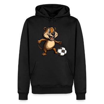 Football des castors - Sweat à capuche Premium bio Homme - noir - Devant - Nico (187cm)
