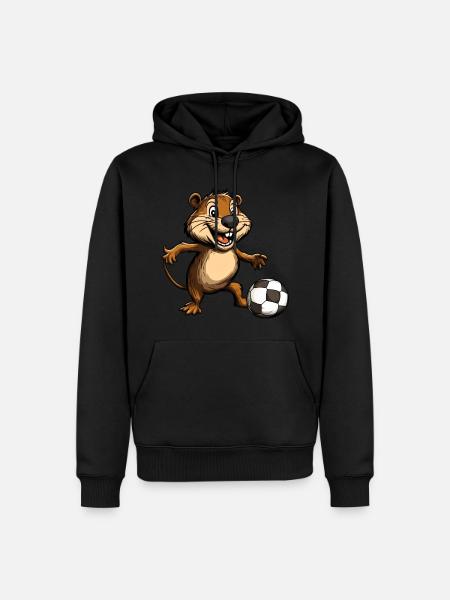 Biber Fussball - Männer Premium Bio Hoodie - Schwarz