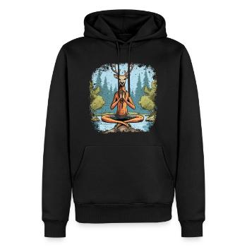 Hirsch Yogi - Men’s Premium Organic Hoodie - black - Front - Nico (187cm)